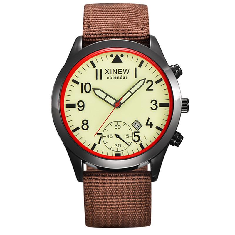 XINEW Cheap Brand Watches For Men Students Fashion Simple Leather Band Army Sports Date Quartz Watch Relogios Masculinos