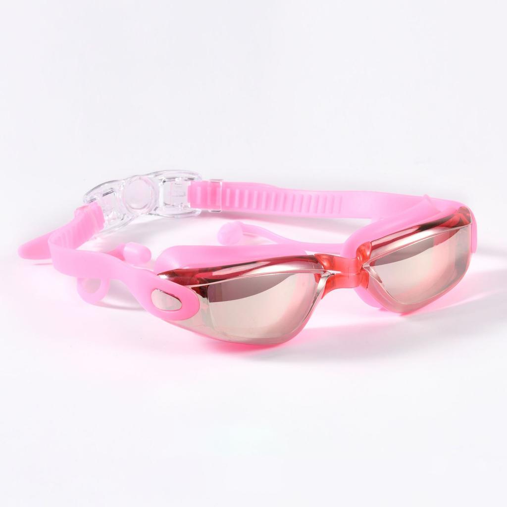 Adult Electroplated Swimming Glasses HD Waterproof Anti-fog Swimming Goggles Teenager Water Sport Eyewear With Earplug Men Women