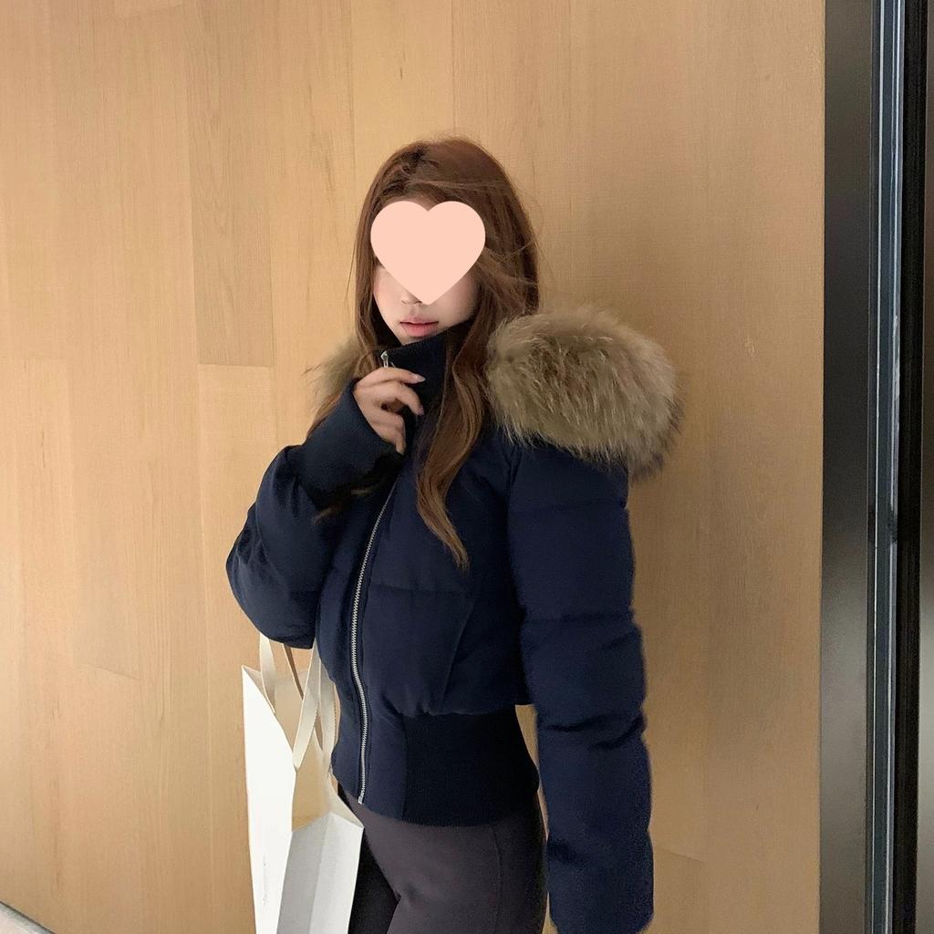 Large fur collar hooded cotton-padded clothes for women's short waist thickened filled cotton-padded jackets can be mixed offline