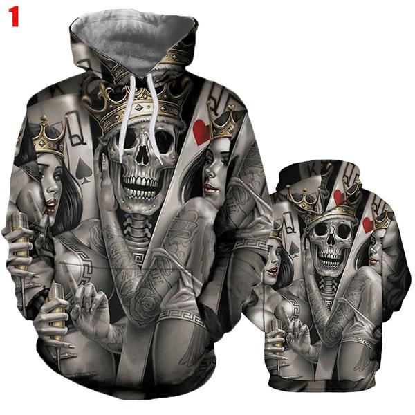 Унисекс 3D Череп Принт Толстовки Мужские Женские Индивидуальные Хип-Хоп Уличный Толстовка Пуловер