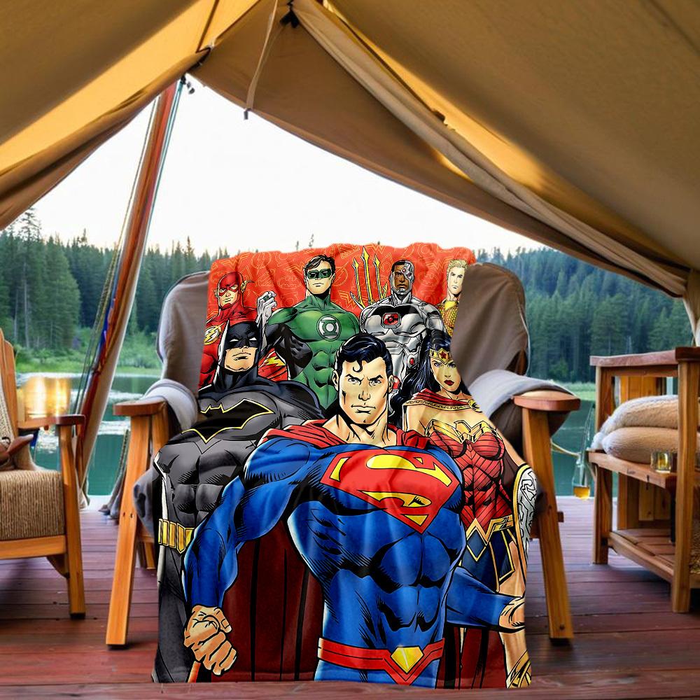 1PC Superheroes Justice Outdoor Blanket Lightweight Flannel, Soft & Warm, All-Season, Outdoor, Camping, Living Room, Office, L1106101