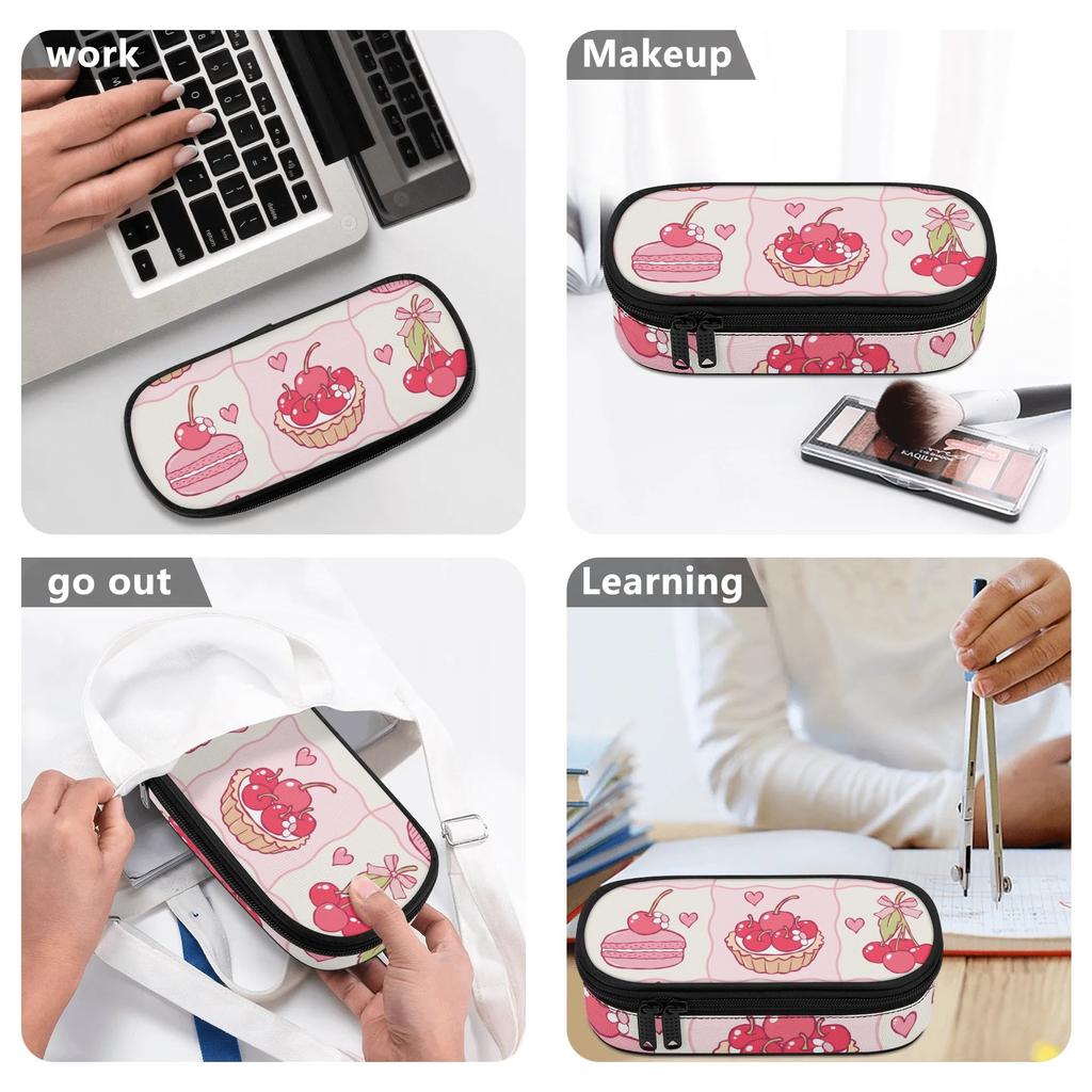 Pencil Bag Practical Strong Polyester Fabric Zip Around Closure with Mesh Pocket Removable Divider and Pen Slots for Boys Girls