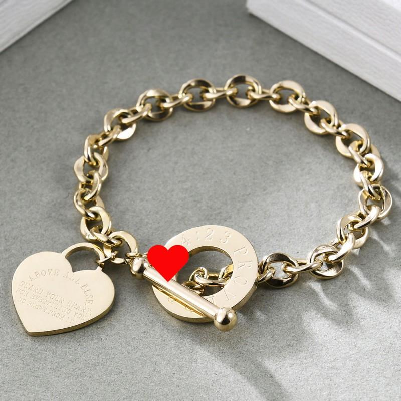 Stainless Steel Cross Bracelet With Roman Numerals Heart Charm OT Clasp Adjustable Chain Women Men Fashion Jewelry