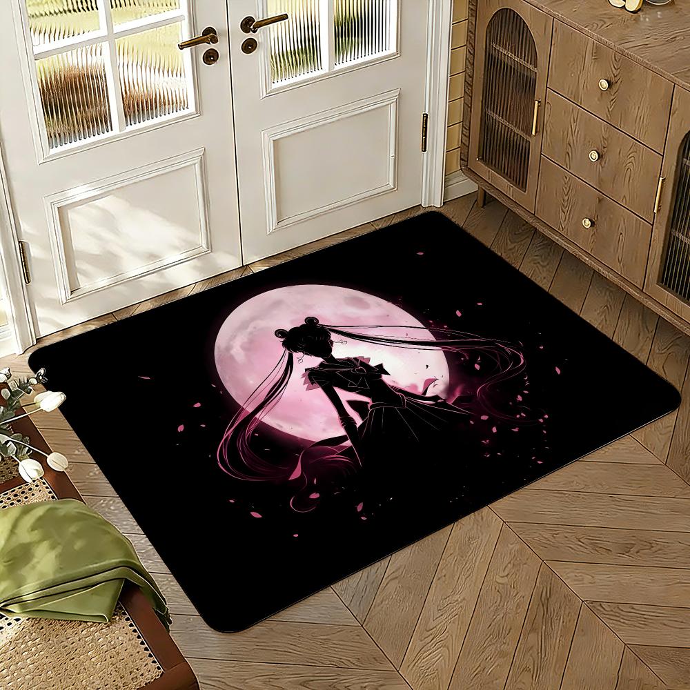 Cartoon Anime Girl Sailors Moons Floor Mat Soft Thickened Absorbent Non-Slip Bedroom Living Room Door Mat Home Flannel Rugs