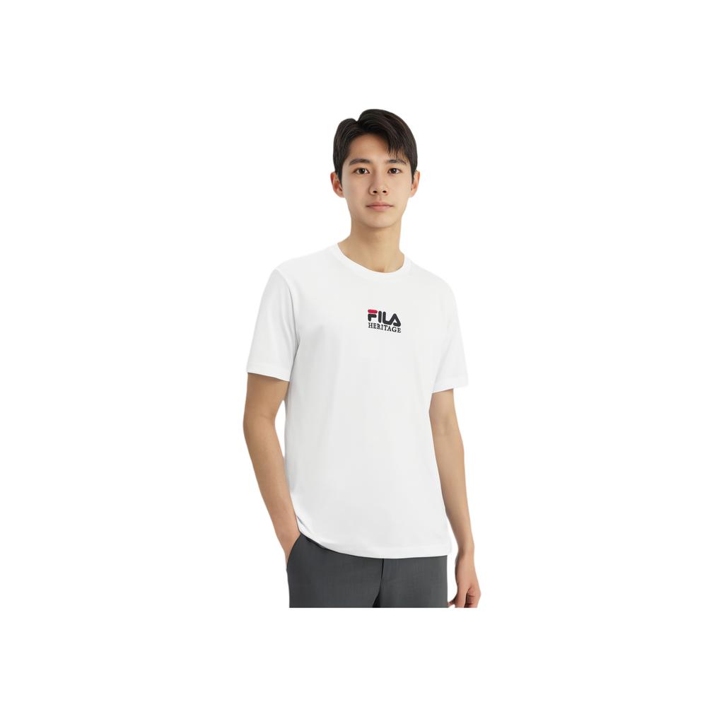 Fila Однотонная футболка с круглым вырезом и короткими рукавами, мужские топы, белая F11M318107F-WT