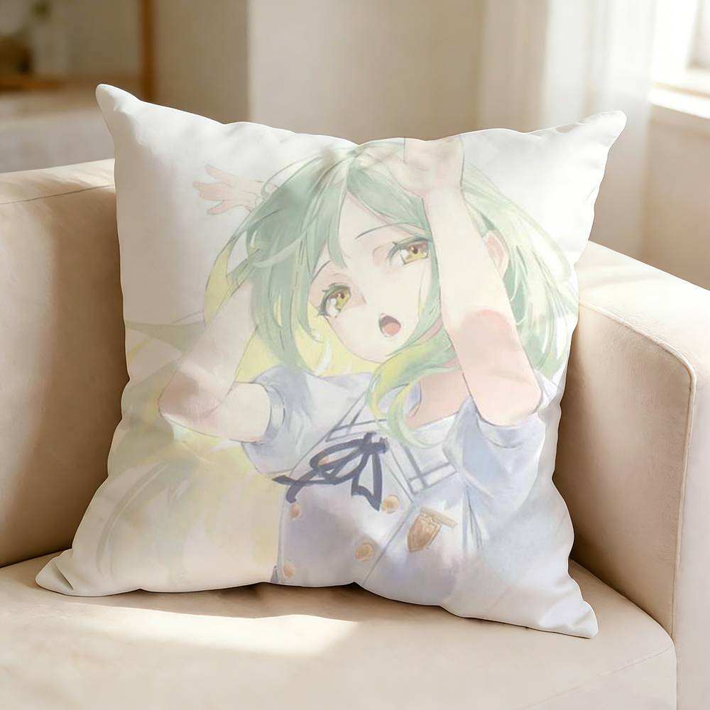B-BanG Dream M-Mutsumi Wakaba Cute  Pillow Case Square Double-Sided Sofa Cushion Cover Bedroom Bedside Pillow
