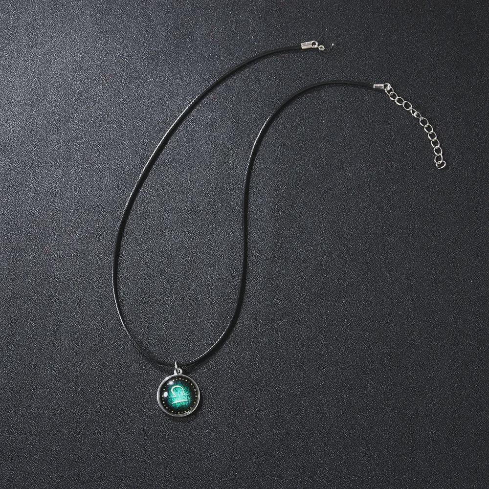 Ожерелье с подвеской из светящегося стекла «Двенадцать созвездий» — персонализированные флуоресцентные студенческие украшения