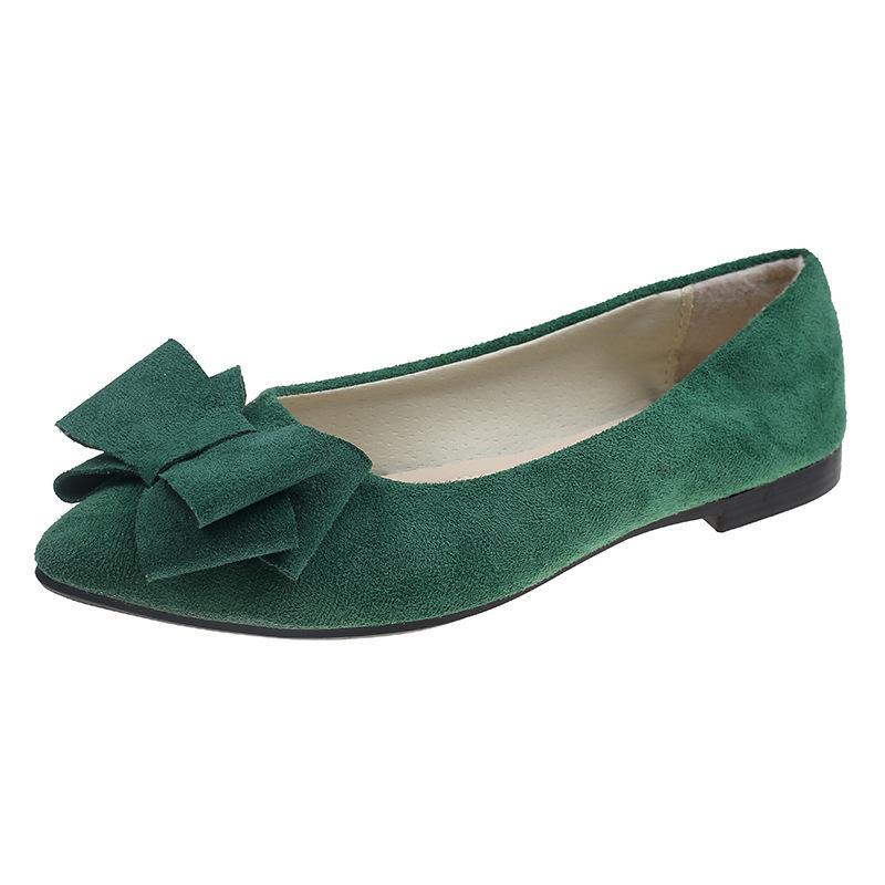 Женские туфли на плоской подошве с заостренным носком и бантом — модные, большого размера, с неглубоким носком, идеально подходят для работы или свадьбы (2023)