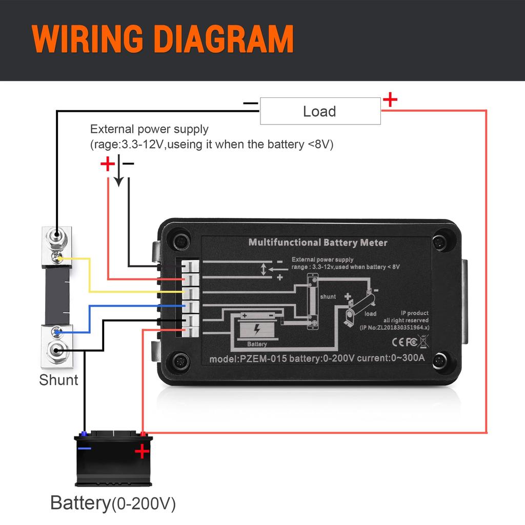 MNJ Motor DC 9-в-1 аккумуляторный монитор измеритель с шунтом 0-200 В 0-100 А ЖК-дисплей цифровой для солнечной системы автомобиля RV