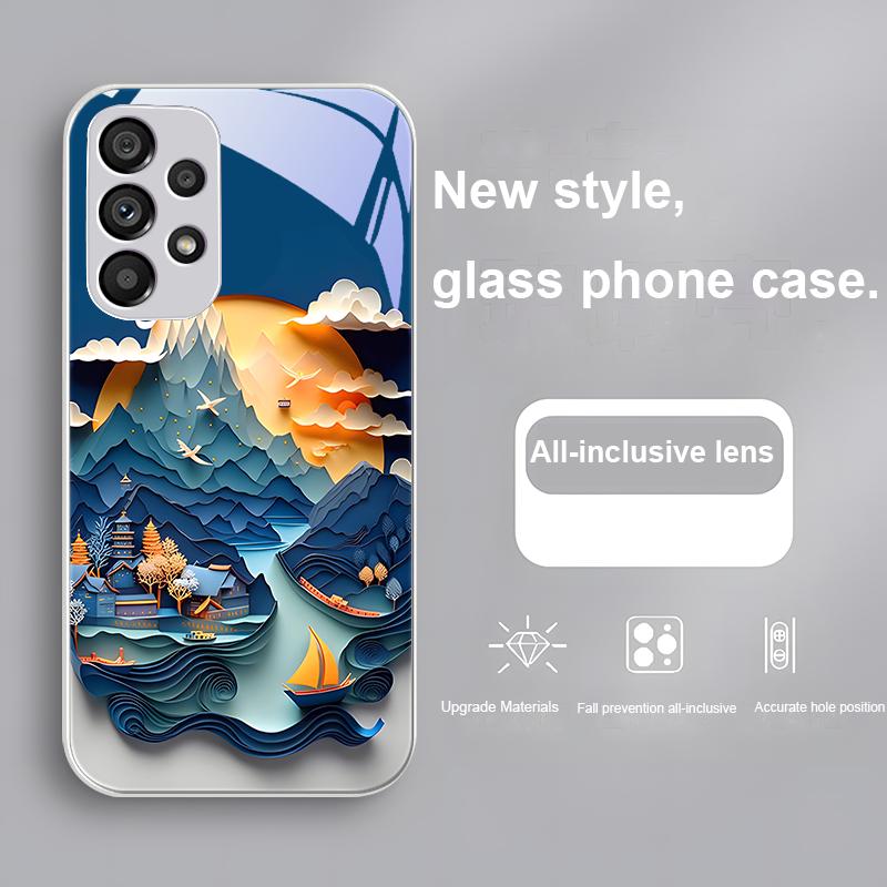 Зимняя Снежная Гора Для Samsung Galaxy S24 Plus S20 21 FE S23 Ultra S8 9 A70 72 73 50 51 52 53 Закаленное Стекло Чехол для Телефона