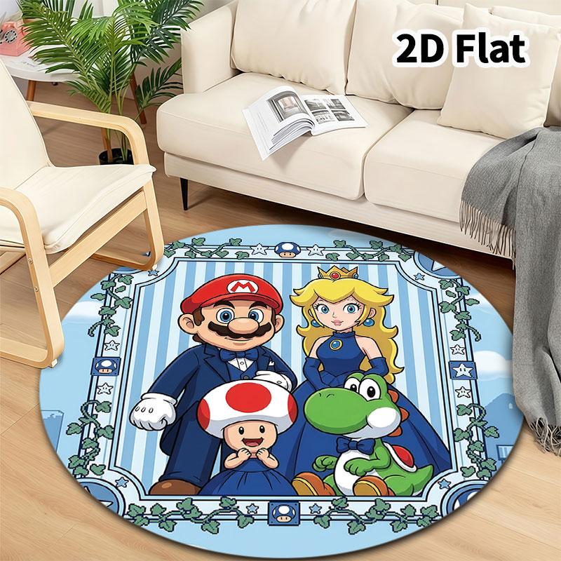 Super Mario Round Area Rug Carpet Rug For Living Room Bedroom Sofa Playroom Decor Nonslip Floor Mat