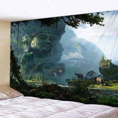 Статуя Лесного Будды, гобелен с животными, медитация, Мандала, домашний декор, настенный подвесной хиппи, бохо, фон для комнаты, ткань, коврик для йоги, лист