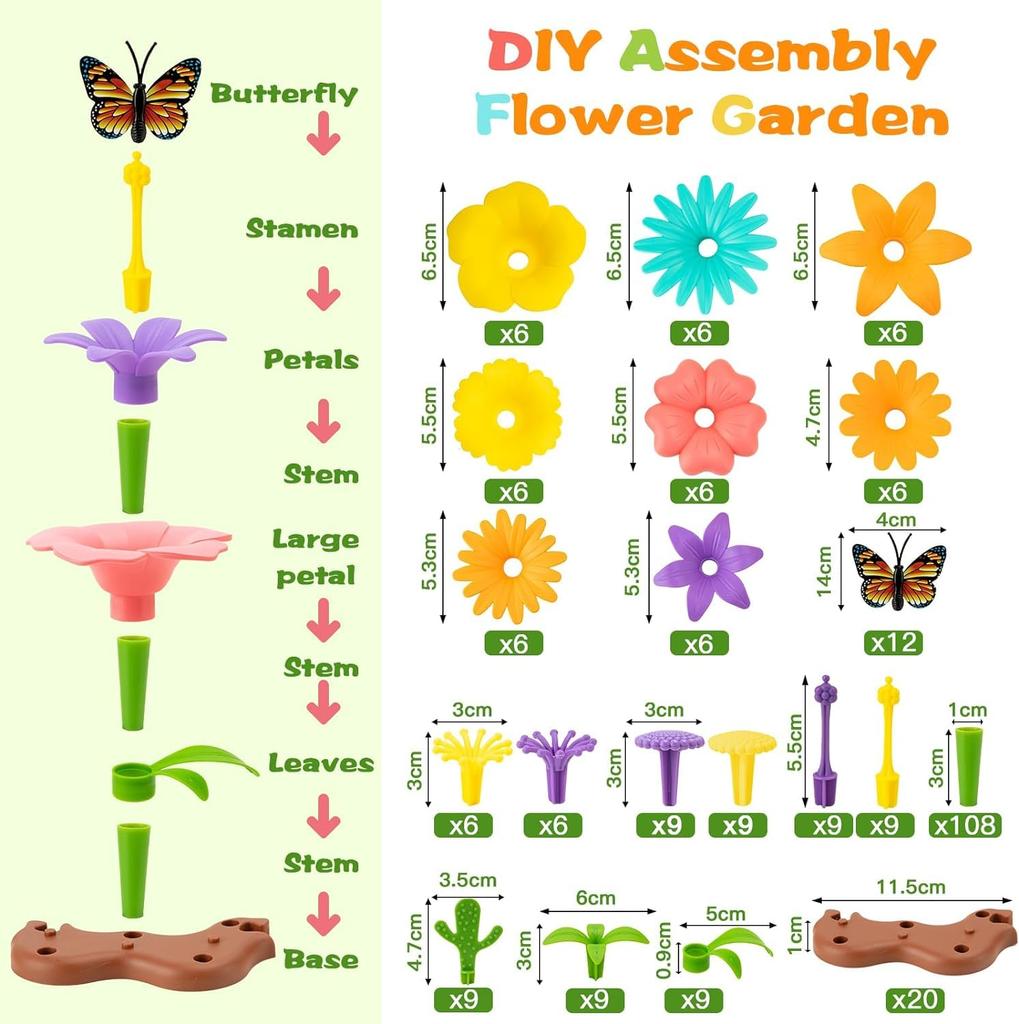 Строительные блоки VoSinrly, садовые блоки 272 шт., игрушки для девочек и мальчиков, 3D-головоломки, развивающие игрушки, развивающие воображение и креативность, тренировка кончиков пальцев