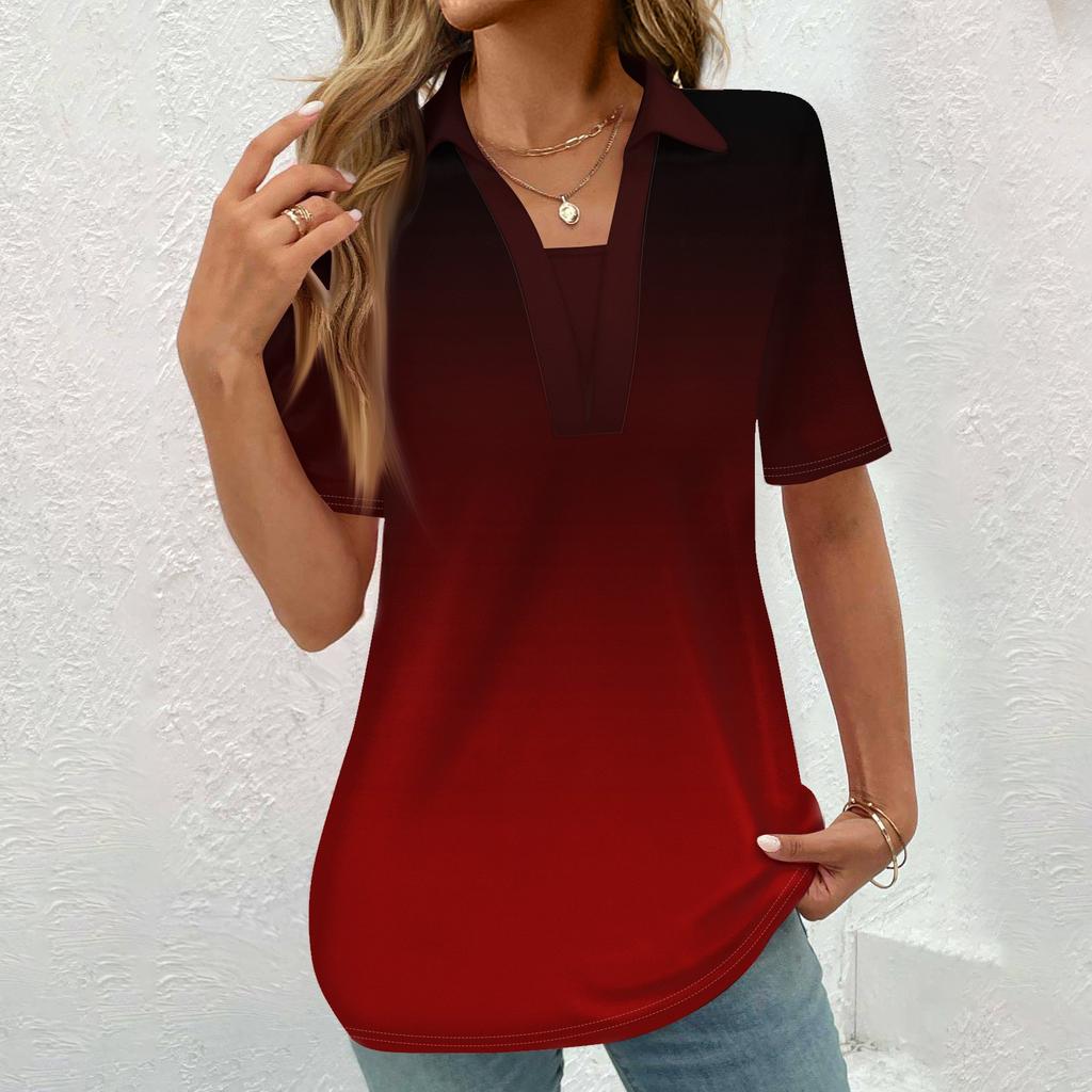 Женская модная повседневная рубашка с коротким рукавом с винтажным принтом на пуговицах, блузка