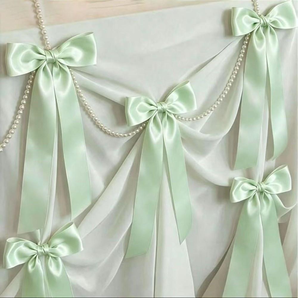 Faux Pearl Bowknot Banner Hanging Pendant Reusable Bow Beaded Garland  Birthday Decor