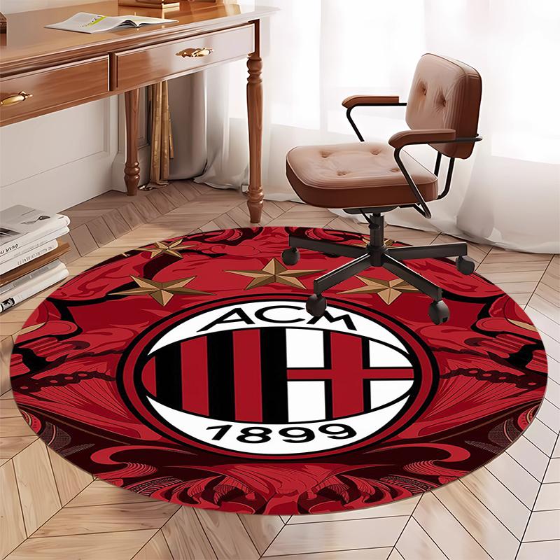 AC Milan Printed Round Rug Carpet Chair Rug Area Rug Entryway Doormats,for Office Chair Living Room Bedroom Kitchen Room.