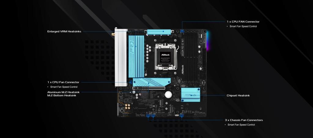 ASRock B850M Pro RS WiFi Micro ATX Motherboard with DDR5 memory, compatible with AMD Ryzen 900080007000 series CPUs (Socket AM5) [Authorized Japanese