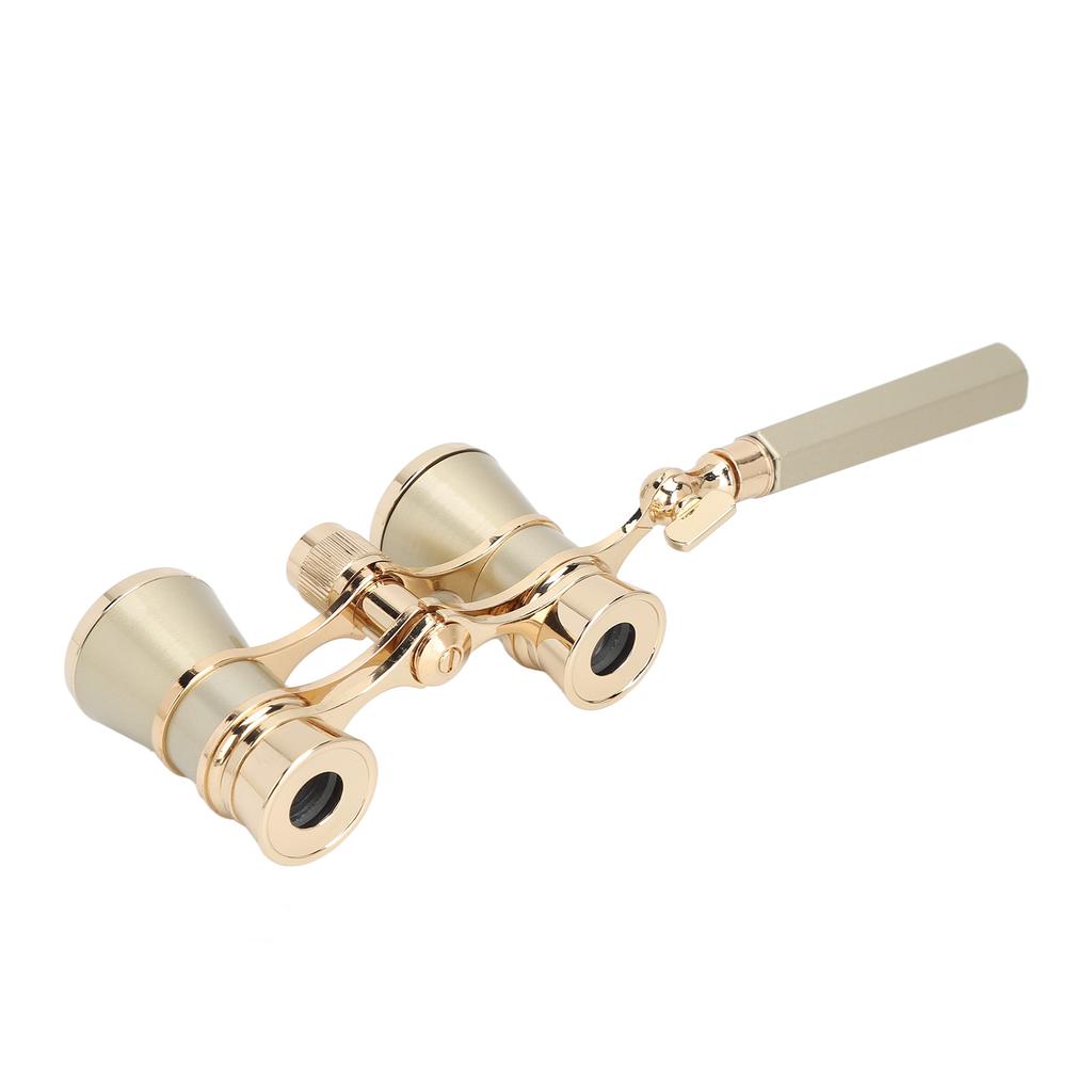 Opera Glasses Binoculars with Handle 3X25 Metal Portable Theater Glasses for Watching Drama Stage Play Art Performance