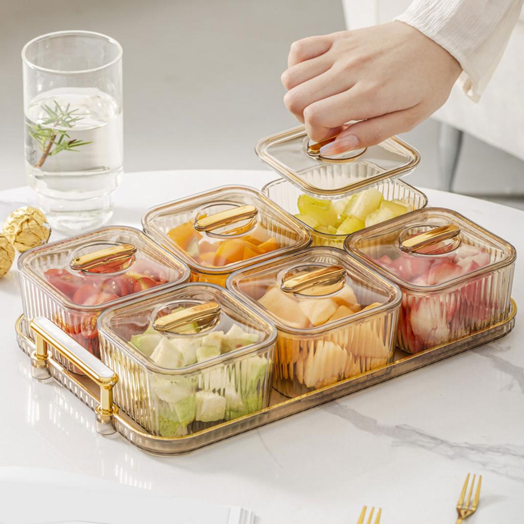 6 Bowls/Set Ried Fruit Salad Nuts Plate Snack Dishes Acrylic Dessert Jar Storage Dish Candies Container for Home Kitchen