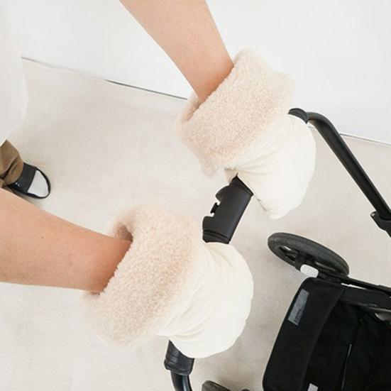 Зимние перчатки для коляски Водонепроницаемые Теплые муфты для рук Защита от холода и ветра Универсальные варежки с плюшевой подкладкой для малыша и родителей Прогулки Поездки за покупками