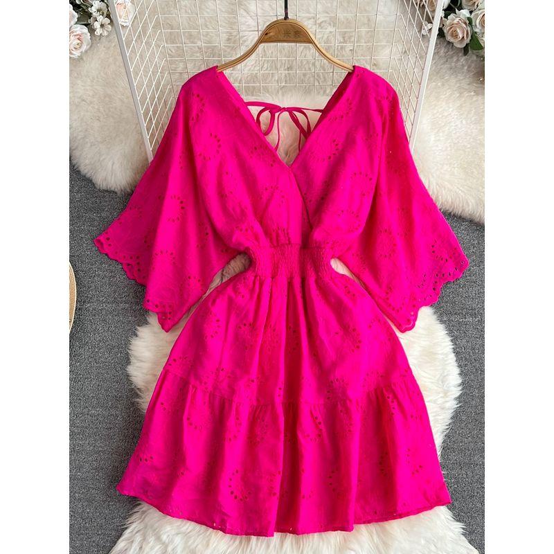 Summer Fashion A- Line Embroidered Seaside Holiday Beach Dress