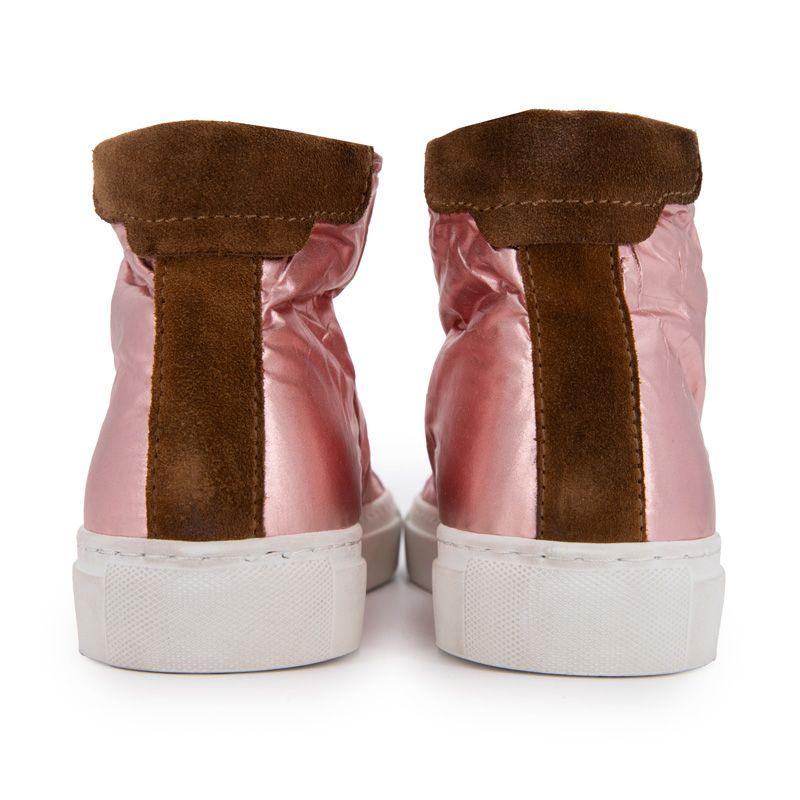 Женские высокие кеды URBAN цвета розового металлика и бархатно-коричневого цвета