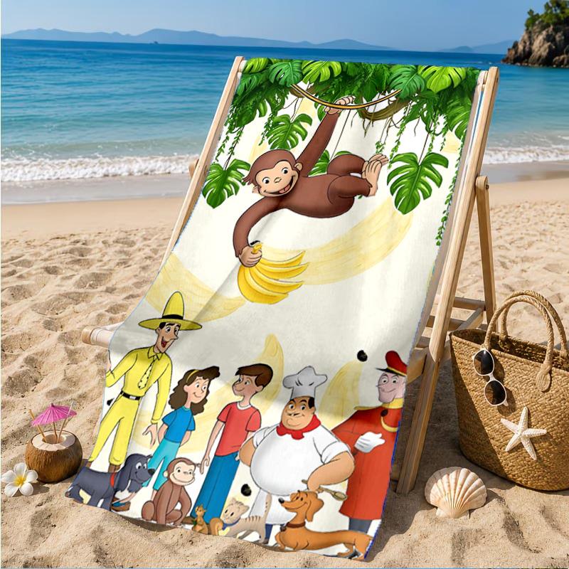 Curious George And Elephant Adventure Beach Towel, Quick-drying, Easy to Care for, Suitable for Both Fitness and Beach Vacations,Sports Essential