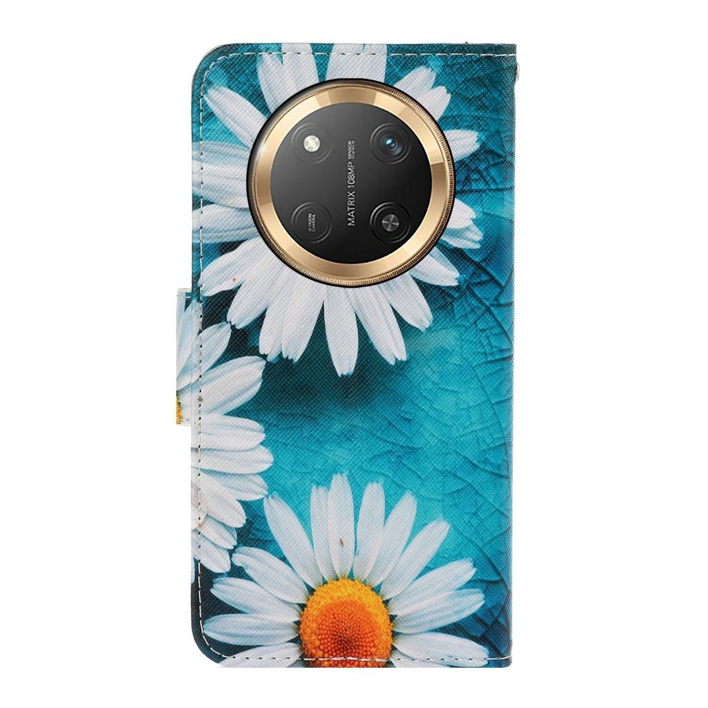 For Honor X60 Pro 5G/X9c 5G/Magic7 Lite 5G Case Pattern Printing Protective Leather Folio Phone Cover with Wrist Strap