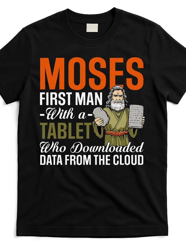 Humorous Jewish Easter Moses Board Data Cloud Joke T-Shirt Unisex 2025 Summer Short Sleeve Printed T