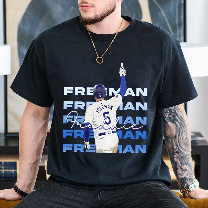 Freddie Freeman American Baseball Player Print Loose Round Neck Pure Cotton Short Sleeved T-Shirts Unisex