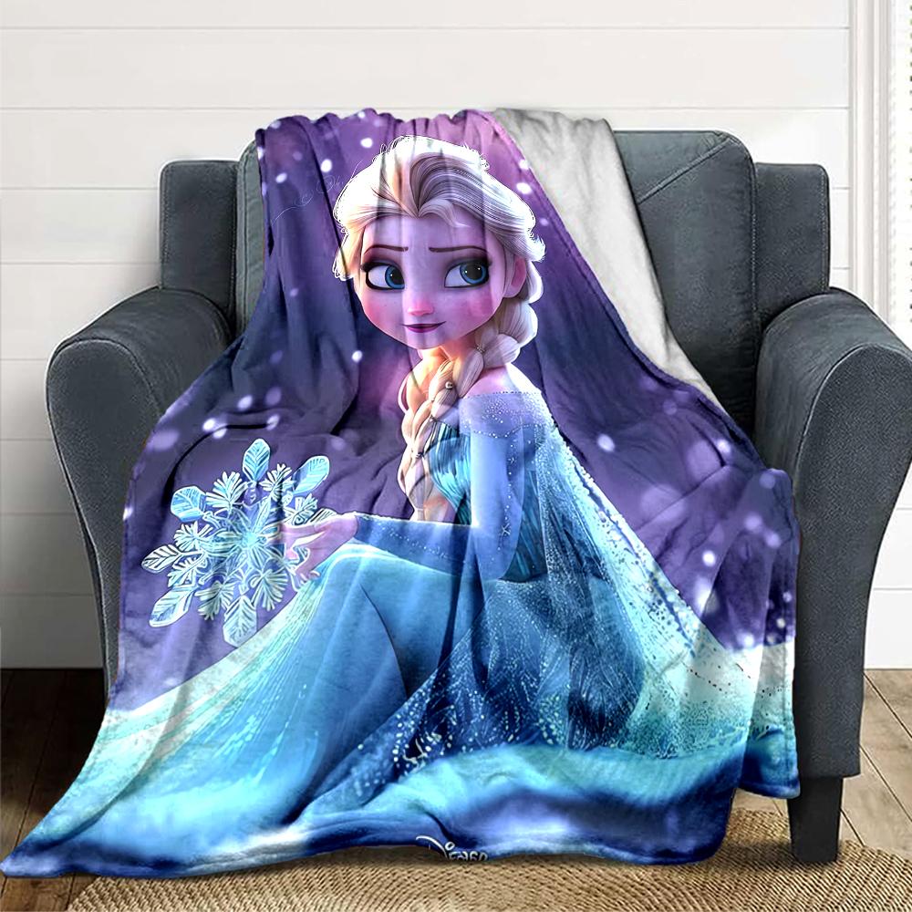 1Pc Elsa'S Snowflake Magic Blanket For Couch Bed Plush Cozy Fuzzy Blanket Super Soft Warm Blankets For Fall And Winter 091870