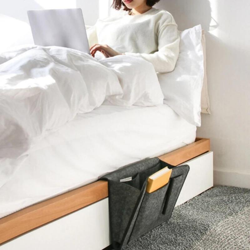 Фетровый прикроватный органайзер для хранения телефонной книги, держатель для журналов, карманы, подвесная сумка для хранения, коробка для детских салфеток для кровати, дивана, боковой чехол