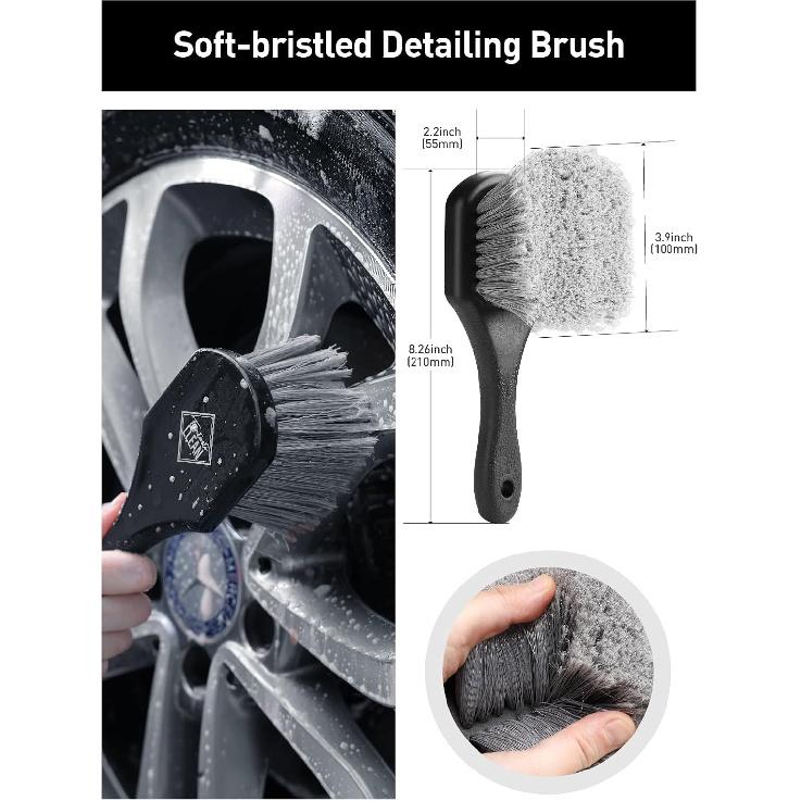 Fantasticlean 6PCS Car Wheel Cleaning Pro Kit, Tire Brush, Soft-Bristled Rim Brush, Microfiber Bendable Brush, Double-Ended Detailing Brush, And
