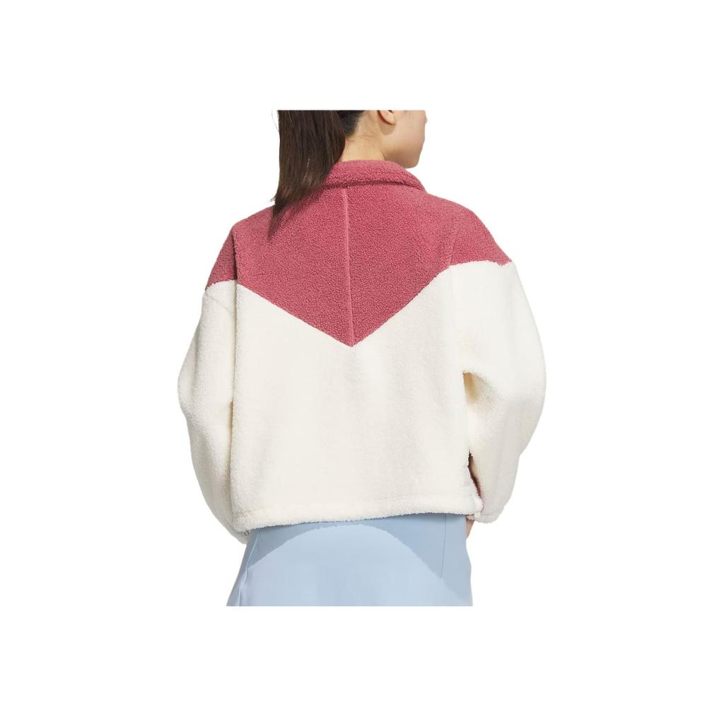 Adidas Куртка Originals Collegiate Jacket Series Color Block Outdoor Casual Sports на молнии с воротником-стойкой Женская куртка Deep-Pink Cream JD6370