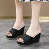 2026 Домашние тапочки Женские Сандалии на каблуке Женская обувь Каблуки Платформа Тапочки Дизайнерские Клинья Замша Большой размер Лето