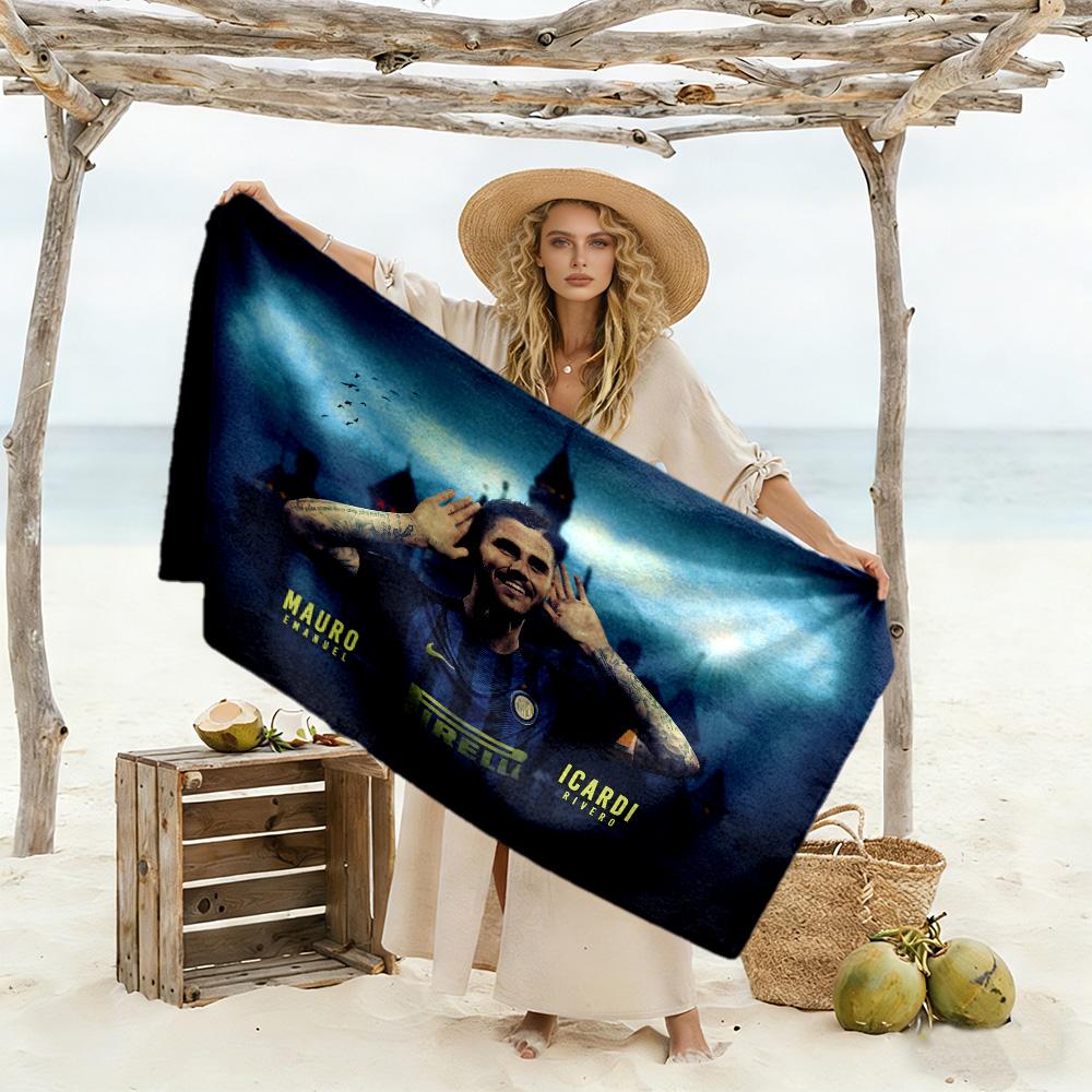 Inter Milan Icardi Celebration Beach Towel Super Soft & Absorbent Comfortable Lightweight Perfect for Traveling Yoga Camping and Swimming