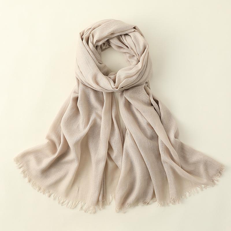 Spring And Summer Silk Scarves Women'S Fashion Sunscreen Sunshade Beach Large Long Scarves Solid Color Cotton And Linen Silk Scarves Scarves