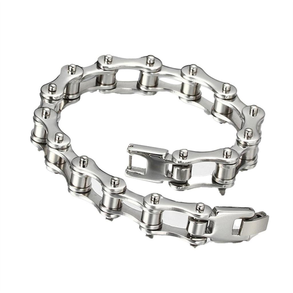 Браслет из нержавеющей стали в стиле панк, мужской байкерский браслет-цепочка для мотоцикла, 8,5 дюйма