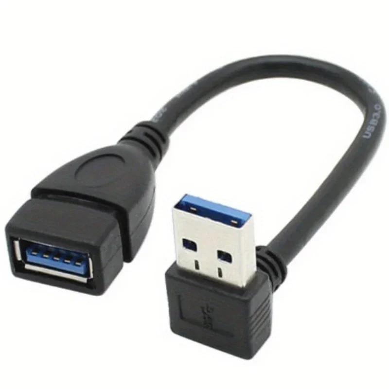 USB 3.0 Right Angle Extension Cable High-Speed Data & Fast Charging 90° Adapter for PC/Laptop/Phone, Multi-Port Tech Accessories