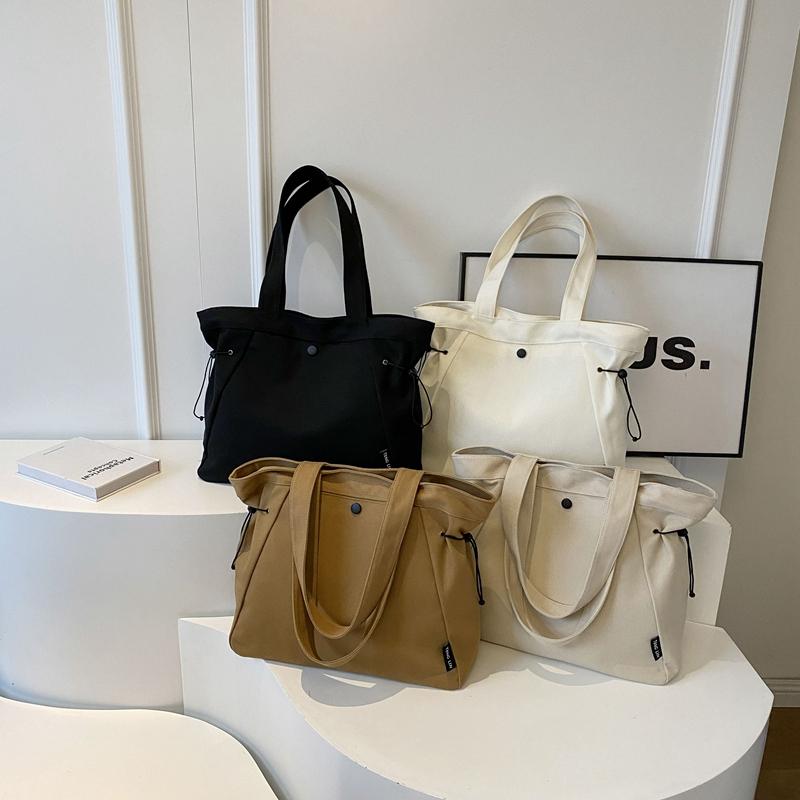 Однотонная холщовая сумка, женская сумка через плечо большой емкости, портативная большая сумка