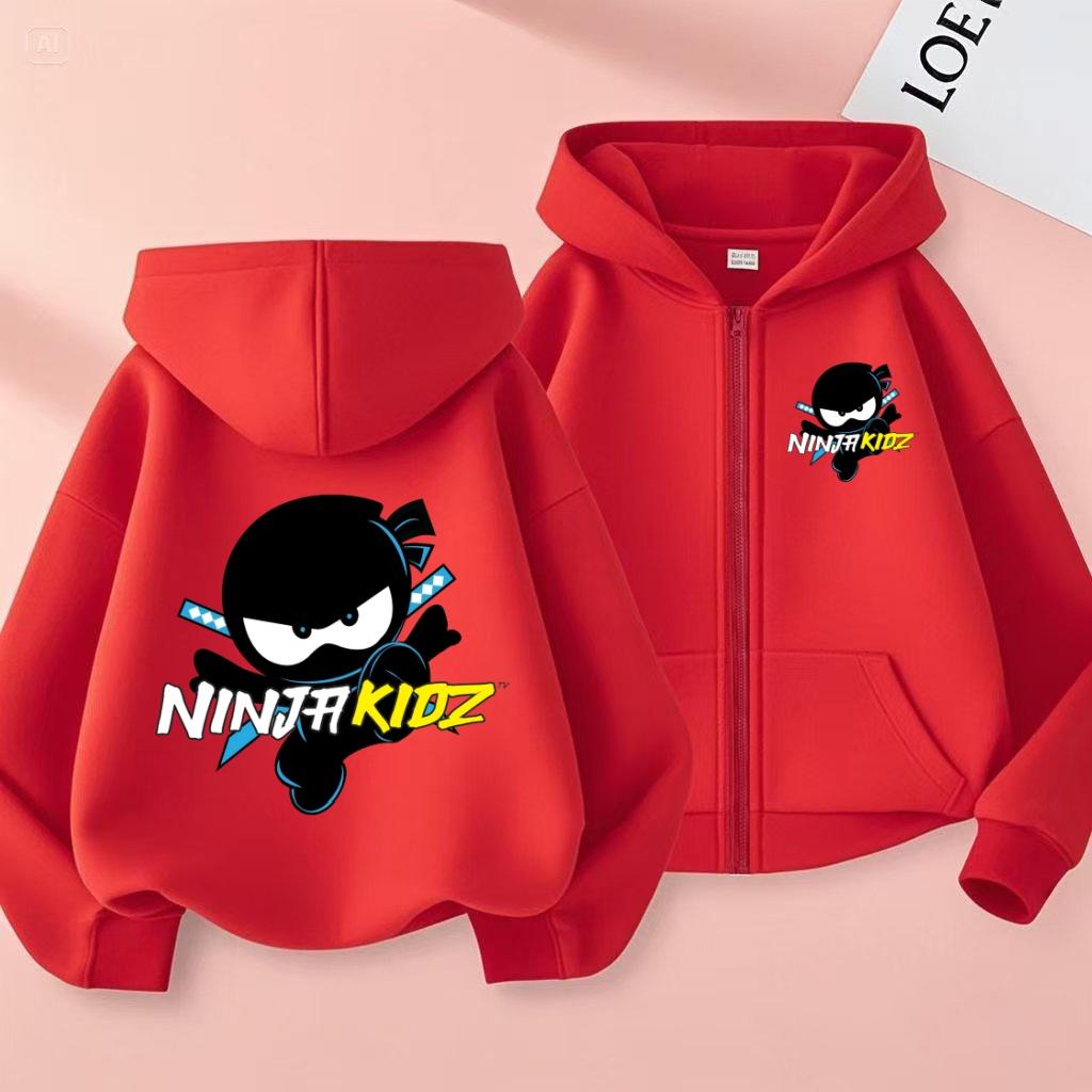 Детская толстовка NINJ KIDZ с принтом и застежкой-молнией, очаровательная одежда для девочек и мальчиков 3-12 лет, повседневная модная толстовка с длинными рукавами.