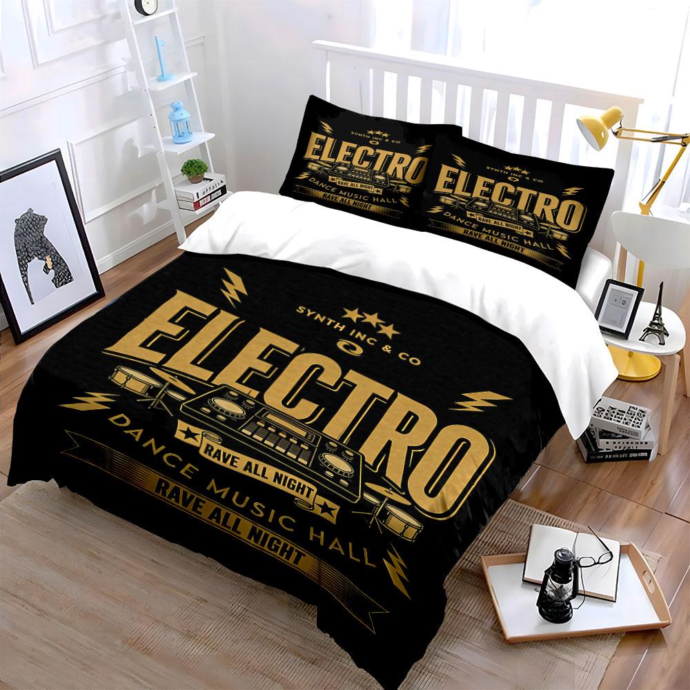 "Electro text with instruments." Bedding sets Duvet cover sets Duvet covers Pillowcases(1 * Duvet Cover 2 * Pillowcases, without duvet insert)