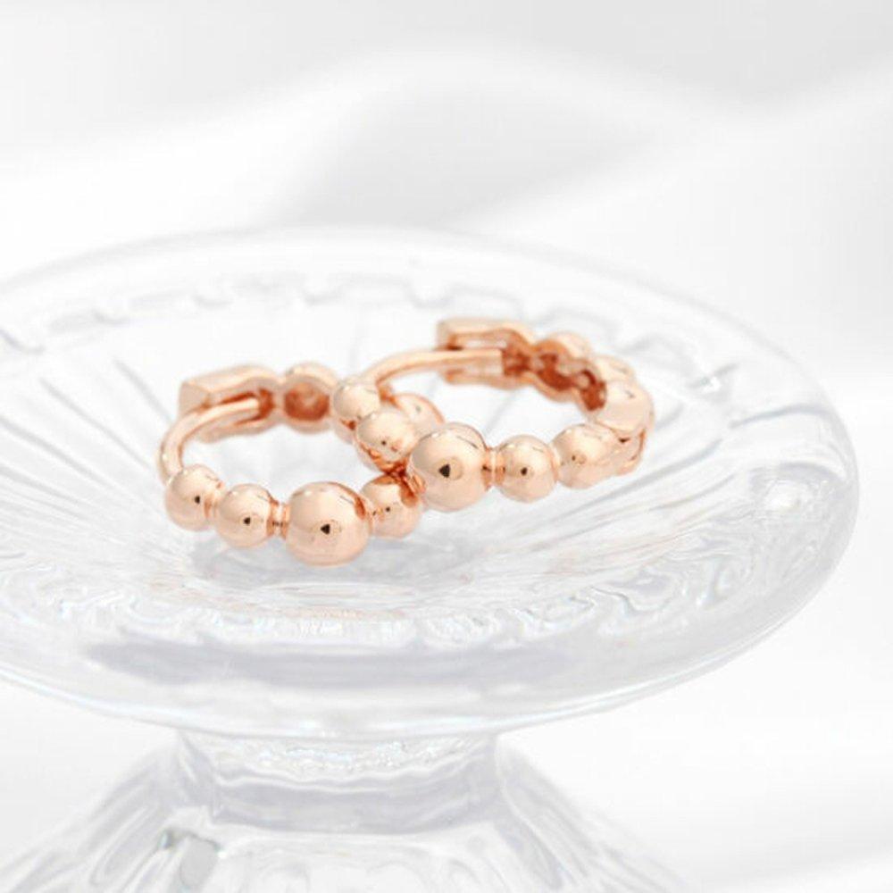 [] 14K Gold Needle Illa Ball Daily One-Touch Ring Earrings