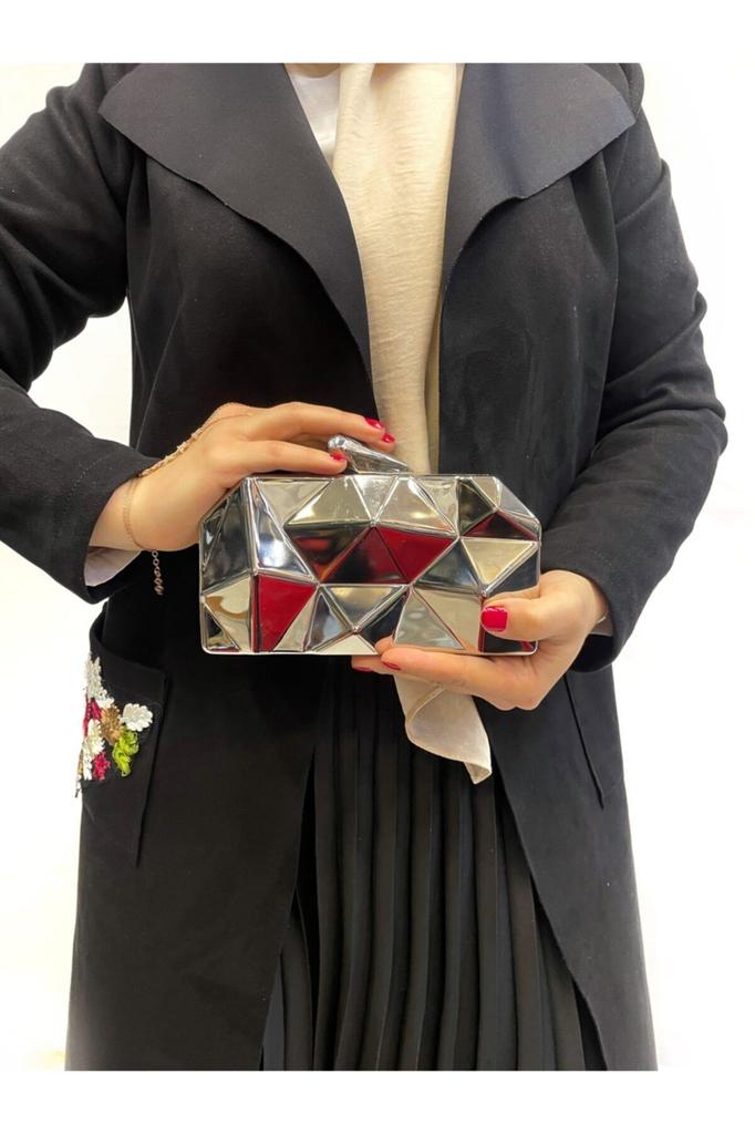 Женская стильная и полезная сумка для вечернего платья, металлическая Золотая пирамидка, женская вечерняя сумка