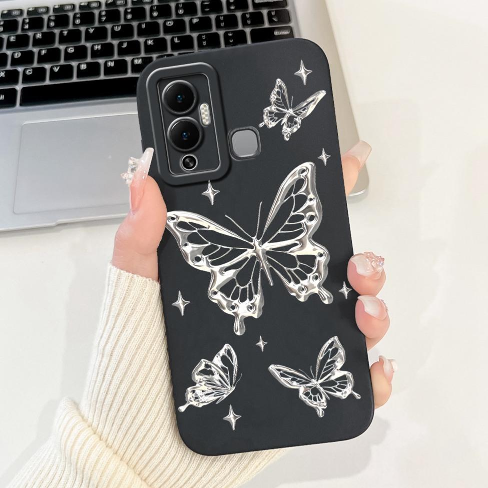 For Infinix Hot 12 Play Case Silicone Cute Fashion Butterfly Love Painted For Cover Inifnix Hot 12 Play Phone Case X6816 X6816C