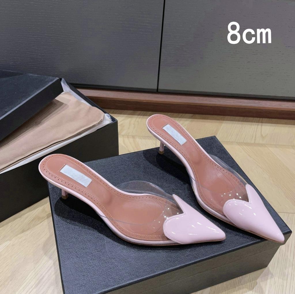 2025 Fairy Style Summer Sexy And Versatile Transparent Half-Slipper Women'S Pointed-Toe Thin-Heeled High-Heeled Sandals Slipper