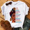 Maycaur Women Beautiful African White Funny Print T Shirt Girl Black Queen Harajuku Kawaii 90s Short Sleeves Clothes
