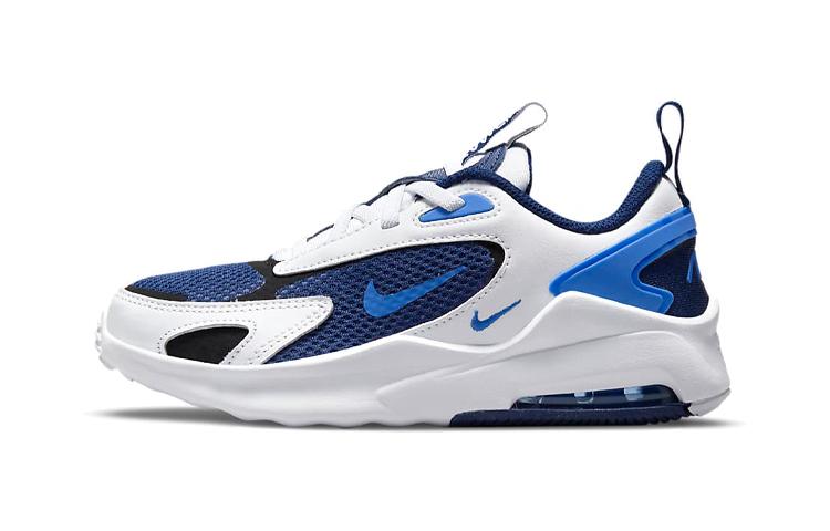 Nike Кроссовки для бега Air Max Bolt с амортизацией, низкие, черные, белые, синие, для детей 3-7 лет CW1627-400