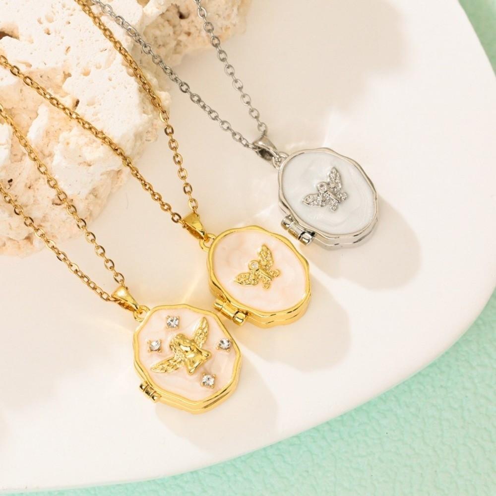 Zircon Photo Box Pendant Foldable Design Couple Chain Pendant Personalized DIY Accessories Gifts