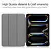 For iPad Pro 11 (2024) Case PC+PU Auto Wake Sleep Tablet Shell with Tri-fold Stand